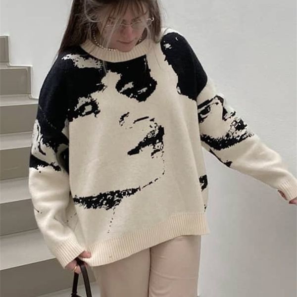 rockmore casual loose sweaters autumn women vintage knit jumpers y2k aesthetic pullovers korean oversize casual knitwear grunge 220811, White;black
rockmore casual loose sweaters autumn women vintage knit jumpers y2k aesthetic pullovers korean oversize casual knitwear grunge 220811, White;black