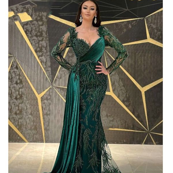dark green mermaid prom dresses princess v neck long sleeves appliques sequins beads satin lace ruffles floor length party gowns plus size c, Black
dark green mermaid prom dresses princess v neck long sleeves appliques sequins beads satin lace ruffles floor length party gowns plus size c, Black