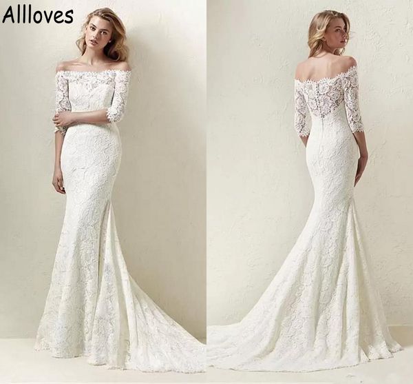 ivory full lace mermaid wedding gowns with half sleeves boat neck sweep train bohemian bridal dress buttons back vintage chic brides robes d, White
ivory full lace mermaid wedding gowns with half sleeves boat neck sweep train bohemian bridal dress buttons back vintage chic brides robes d, White