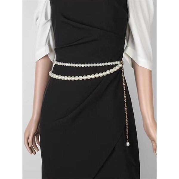 womens fashion designer waist chain corset body belt pearl beaded metal splicing on jeans dress adjustable long bridal belts a220818, Black;brown
womens fashion designer waist chain corset body belt pearl beaded metal splicing on jeans dress adjustable long bridal belts a220818, Black;brown