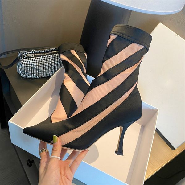 2022 mugler 10cm two-tone jersey mesh sock boots mid-calf pull on elastic point-toe stiletto heeled boot knitted ankle booties women luxury, Black
2022 mugler 10cm two-tone jersey mesh sock boots mid-calf pull on elastic point-toe stiletto heeled boot knitted ankle booties women luxury, Black