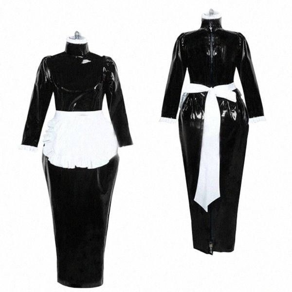

casual dresses french maid lockable dress crossdressing for men plus size women long sleeves bodycon sissy uniform cosplay tailor-made q725#, Black;gray
