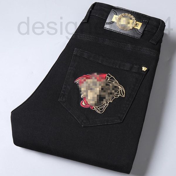 men's jeans designer autumn and winter new thick korean slim fit men's jeans small foot student's cotton elastic medusa embro, Blue
men's jeans designer autumn and winter new thick korean slim fit men's jeans small foot student's cotton elastic medusa embro, Blue