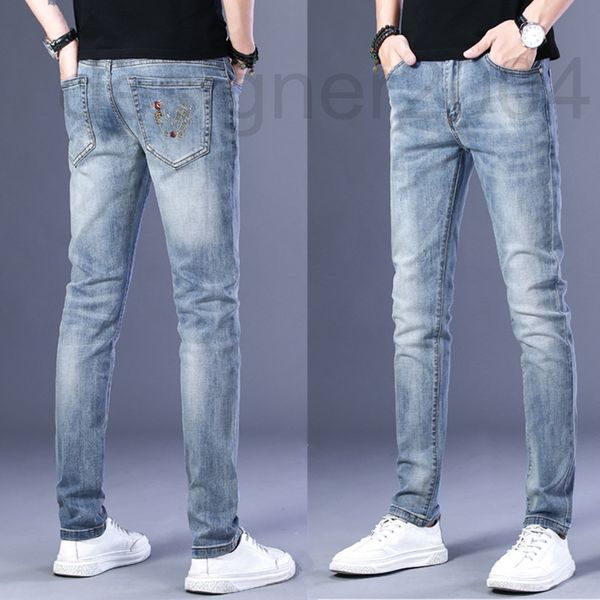 men's jeans designer medusa embroidery spring new trend men's elastic slim fit small foot denim pants lspp, Blue
men's jeans designer medusa embroidery spring new trend men's elastic slim fit small foot denim pants lspp, Blue