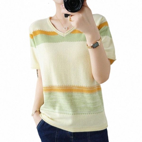 summer women's t-shirt cotton knitted sweater short-sleeved casual v-neck stitching knitwear plus size pullovers women tees c6q3#, White
summer women's t-shirt cotton knitted sweater short-sleeved casual v-neck stitching knitwear plus size pullovers women tees c6q3#, White