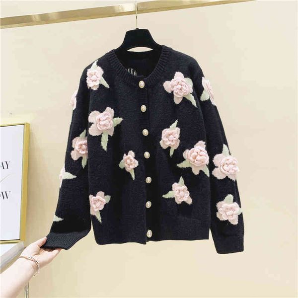 women's sweaters heavy industry embroidery three-dimensional flower knitting cardigan coat women's autumn and winter korean loose, White;black
women's sweaters heavy industry embroidery three-dimensional flower knitting cardigan coat women's autumn and winter korean loose, White;black