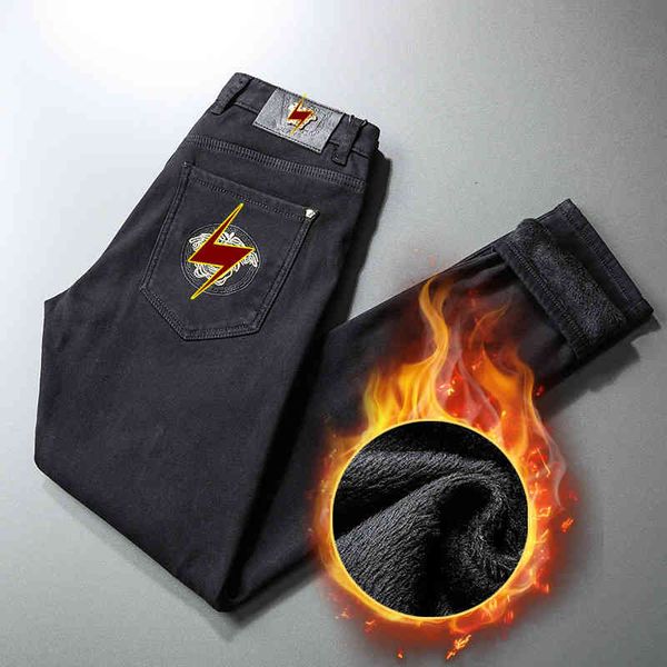 men's jeans plush and thickened men's medusa embroidered jeans winter warm slim straight pants fq, Blue
men's jeans plush and thickened men's medusa embroidered jeans winter warm slim straight pants fq, Blue