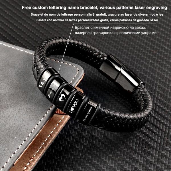 mingao custom strands family name bracelets for mens stainless steel leather bead charm bracelet a couples anniversary women, Black
mingao custom strands family name bracelets for mens stainless steel leather bead charm bracelet a couples anniversary women, Black