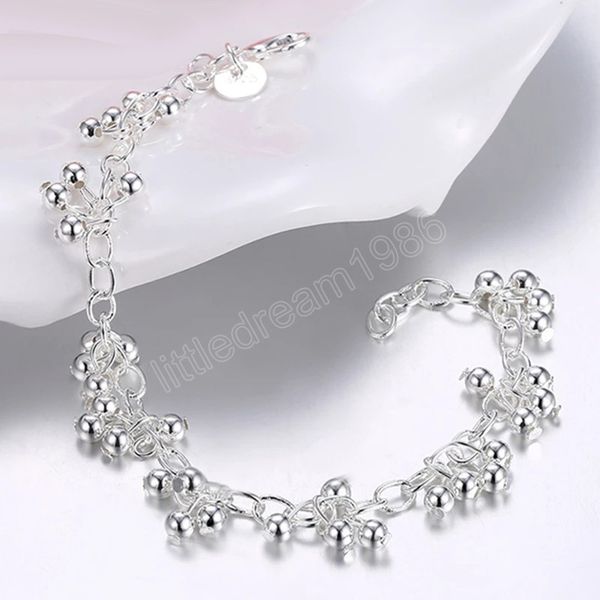 925 sterling silver smooth grape beads chain bracelet for woman charm wedding engagement fashion party jewelry, Black
925 sterling silver smooth grape beads chain bracelet for woman charm wedding engagement fashion party jewelry, Black
