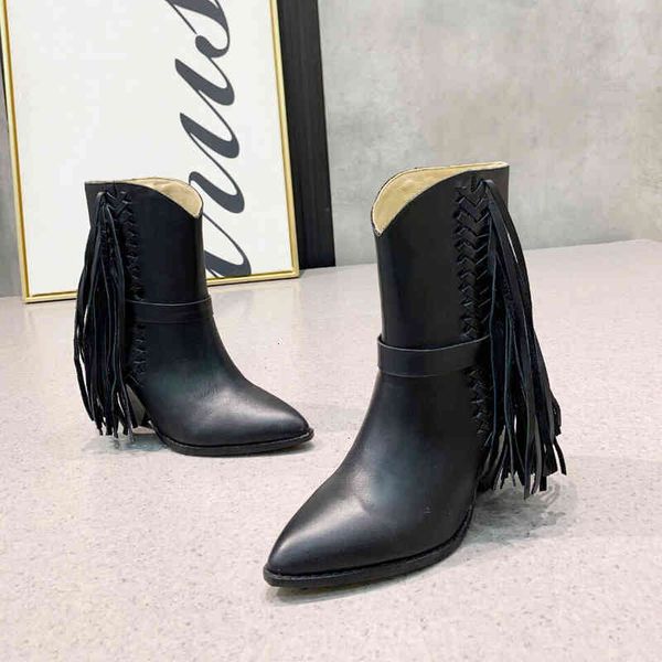 leather boots women's tassel boots pointed shoes and high heels retro style winter collection, Black
leather boots women's tassel boots pointed shoes and high heels retro style winter collection, Black