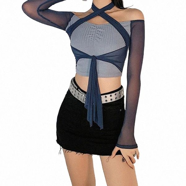 e-girl y2k mesh see-through patchwork tie up t-shirts halter neck ribbed slim long sleeve autumn vintage gothic streetwear women's t-s, White
e-girl y2k mesh see-through patchwork tie up t-shirts halter neck ribbed slim long sleeve autumn vintage gothic streetwear women's t-s, White