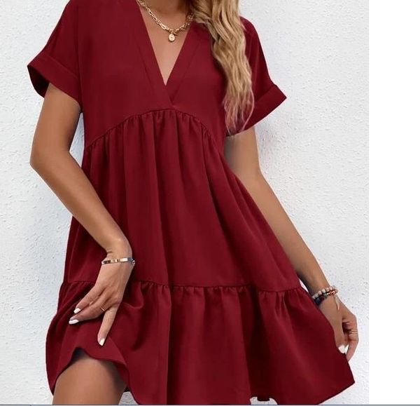women's dresses fresh and sweet v-neck solid color swing casual short skirt dress, Black;gray
women's dresses fresh and sweet v-neck solid color swing casual short skirt dress, Black;gray