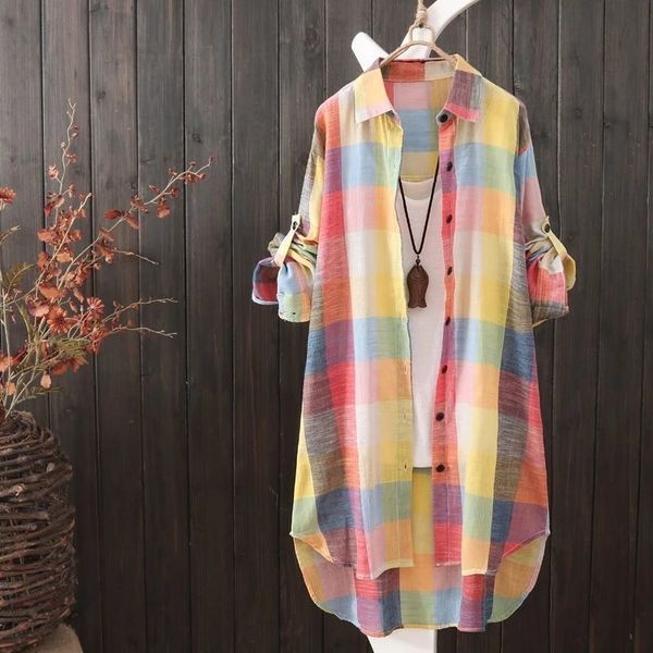 casual long shirt coat women summer streetwear sunscreen jacket plaided shirts female fashion loose blouses women s 220818, Black;brown
casual long shirt coat women summer streetwear sunscreen jacket plaided shirts female fashion loose blouses women s 220818, Black;brown