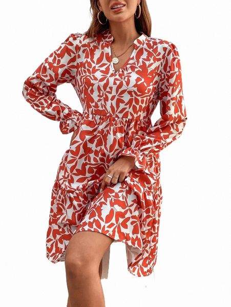 allover print flounce sleeve ruffle hem smock dress o0rc#, Black;gray