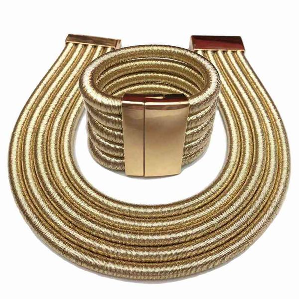 bangle designer fashion ethiopian african jewelry set magnetic buckle choker necklace women multilayer weaving exaggerated bracelet, Slivery;golden
bangle designer fashion ethiopian african jewelry set magnetic buckle choker necklace women multilayer weaving exaggerated bracelet, Slivery;golden