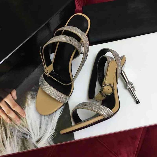 women's leather sandals summer sandals ankle strap open end high heels decorative crystal, Black
women's leather sandals summer sandals ankle strap open end high heels decorative crystal, Black