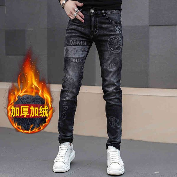 men's jeans autumn and winter plush fashion slim fit feet elastic printed denim long pants men's 1i4e, Blue
men's jeans autumn and winter plush fashion slim fit feet elastic printed denim long pants men's 1i4e, Blue