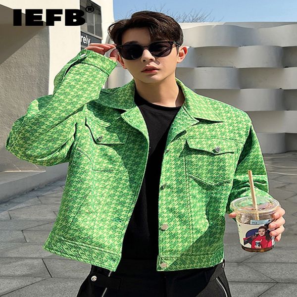 iefb autumn plaid design men's casual short jacket korean style personalized fashionable thin slim 9a2092, Black;brown
iefb autumn plaid design men's casual short jacket korean style personalized fashionable thin slim 9a2092, Black;brown
