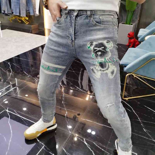 men's pants summer men's jeans fashion bear diamond casual slim fit pants laml, Black
men's pants summer men's jeans fashion bear diamond casual slim fit pants laml, Black