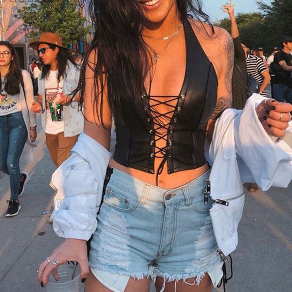 women's tanks & camis halter pu black vest punk style hollow out leather camisole women bandage crop club party night wearwomen's, White
women's tanks & camis halter pu black vest punk style hollow out leather camisole women bandage crop club party night wearwomen's, White