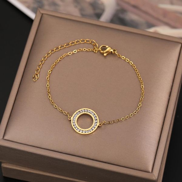 stainless steel bracelets strands crystal zircon hollow round fashion gold chain charm bracelet for women jewelry wedding party gifts, Black
stainless steel bracelets strands crystal zircon hollow round fashion gold chain charm bracelet for women jewelry wedding party gifts, Black