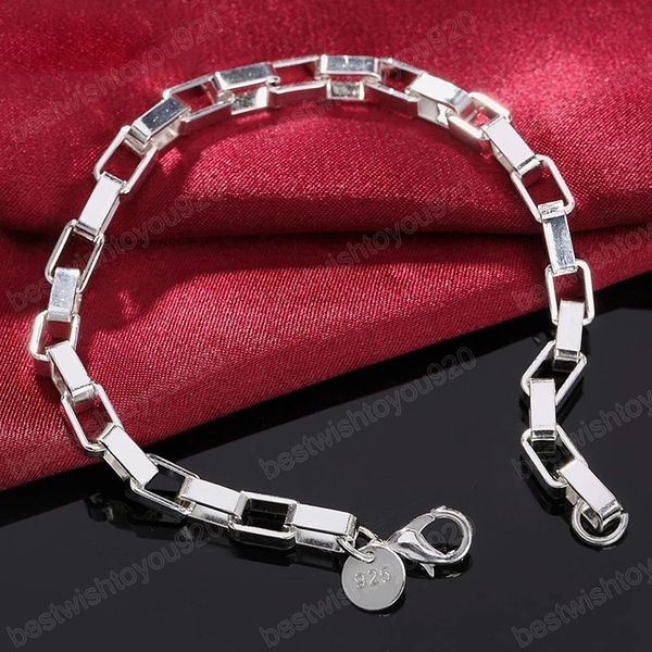 925 sterling silver big long box chain bracelet for women wedding engagement party fashion jewelry, Black
925 sterling silver big long box chain bracelet for women wedding engagement party fashion jewelry, Black