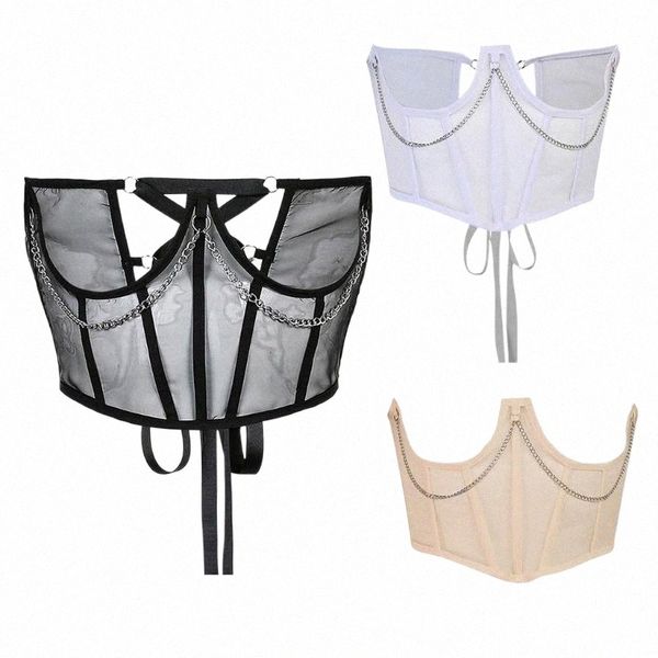 women's tanks & camis womens gothic punk mesh corset crop harajuku metal chain sheer bustier waist belt lace-up underbust cincher shape, White
women's tanks & camis womens gothic punk mesh corset crop harajuku metal chain sheer bustier waist belt lace-up underbust cincher shape, White