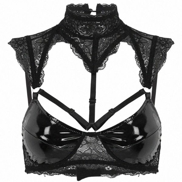 womens lingerie bra sheer lace erotic costume halter neck patent leather cups bra hollow out wire-unlined crop 1 f0xn#, Red;black
womens lingerie bra sheer lace erotic costume halter neck patent leather cups bra hollow out wire-unlined crop 1 f0xn#, Red;black