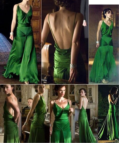 keira knightley emerald green evening gown in atonement silk chiffon vintage spaghetti backless pleated prom dress, Black
keira knightley emerald green evening gown in atonement silk chiffon vintage spaghetti backless pleated prom dress, Black
