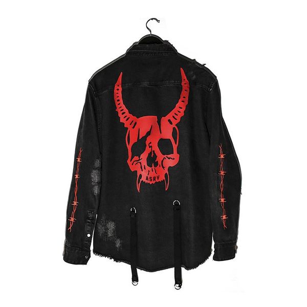 hip hop denim jacket men gothic skull cobra printed embroidery hole ripped streetwear harajuku rock punk vintage jeans 220818, Black;brown
hip hop denim jacket men gothic skull cobra printed embroidery hole ripped streetwear harajuku rock punk vintage jeans 220818, Black;brown