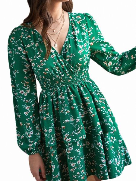 frenchy floral print surplice neck two layer hem dress p008#, Black;gray
frenchy floral print surplice neck two layer hem dress p008#, Black;gray