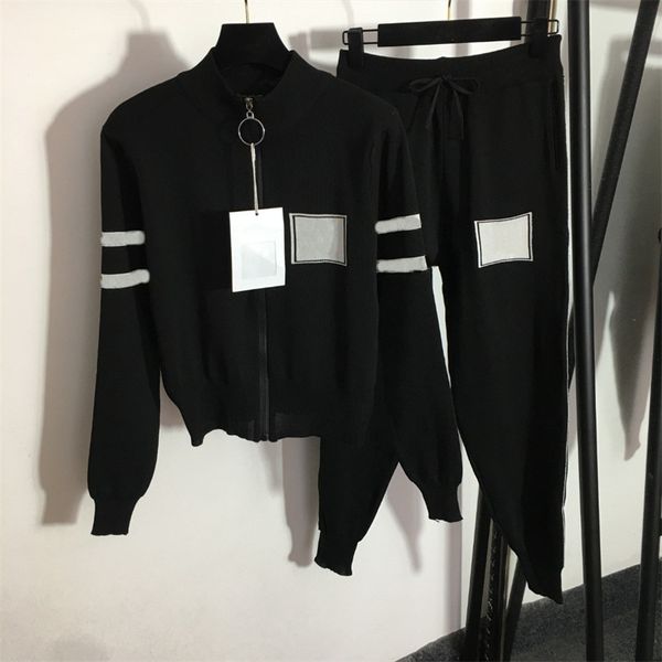 women's two piece pants knitted sports suit letter print standing collar long sleeve zipper cardigan tracksuit jacket, White
women's two piece pants knitted sports suit letter print standing collar long sleeve zipper cardigan tracksuit jacket, White