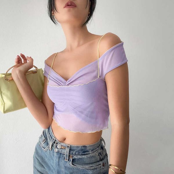 22fw summer mesh perspective fake two piece blouse european american women beach vacation leisure comfortable tshirt, White
22fw summer mesh perspective fake two piece blouse european american women beach vacation leisure comfortable tshirt, White