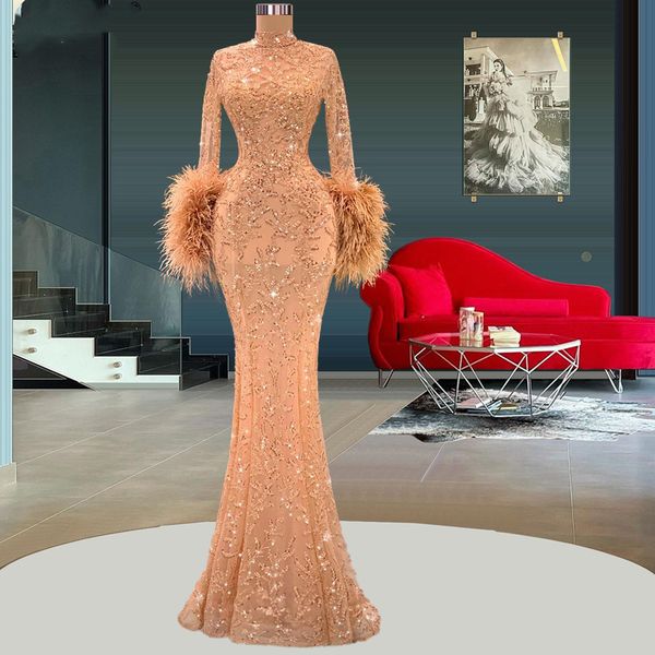 champagne mermaid prom dresses long sleeves high neck lace hollow feather appliques sequins shiny floor length evening gowns plus size custo, Black
champagne mermaid prom dresses long sleeves high neck lace hollow feather appliques sequins shiny floor length evening gowns plus size custo, Black