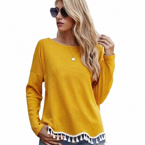 women autumn long sleeve crew neck t shirt solid color fringe tassels wavy hem pullover ribbed casual loose jumper streetwe women's t-, White
women autumn long sleeve crew neck t shirt solid color fringe tassels wavy hem pullover ribbed casual loose jumper streetwe women's t-, White