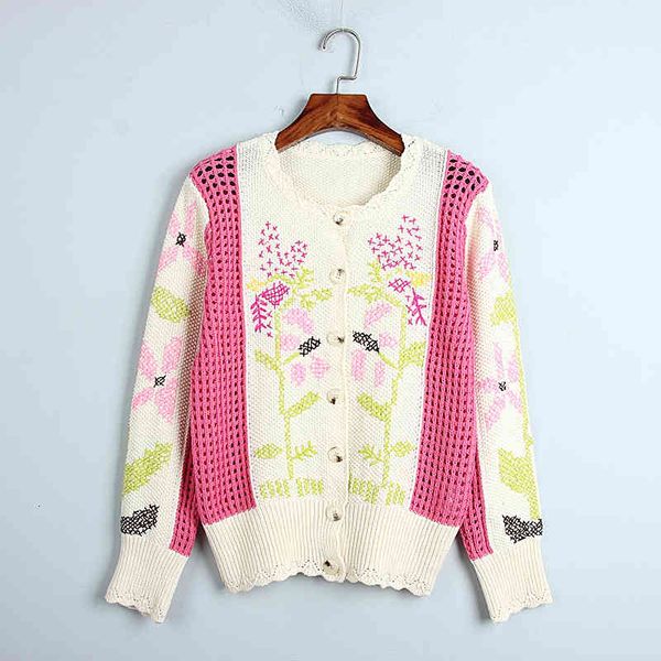 women's sweaters personalized single breasted embroidery sweater cardigan spring and autumn winter round neck hollow out color matching, White;black
women's sweaters personalized single breasted embroidery sweater cardigan spring and autumn winter round neck hollow out color matching, White;black