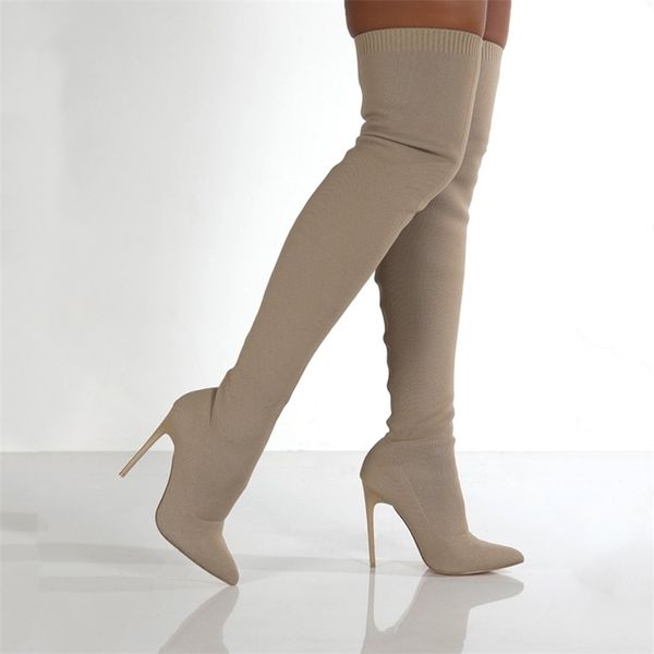 winter women boots fashion pointy toe punk high thin heels sock over the knee autumn botas de mujer 220818, Black
winter women boots fashion pointy toe punk high thin heels sock over the knee autumn botas de mujer 220818, Black