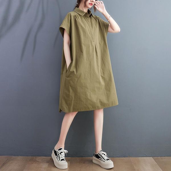 korea style turn-down collar casual dresses short sleeve loose chic girls blouse summer dress women lady work, Black;gray
korea style turn-down collar casual dresses short sleeve loose chic girls blouse summer dress women lady work, Black;gray