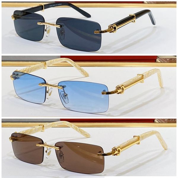 luxury designer sunglasses for men classic gold metal wooden rimless optical frame rectangle carti sun glasses woman sunshade buffalo horn, White;black
luxury designer sunglasses for men classic gold metal wooden rimless optical frame rectangle carti sun glasses woman sunshade buffalo horn, White;black
