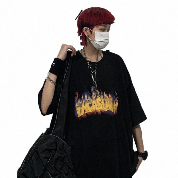 women's t-shirt korean ins trend dark flame letters loose short-sleeved xia chao fashion style ladies clothing cotton inner long sle a1, White
women's t-shirt korean ins trend dark flame letters loose short-sleeved xia chao fashion style ladies clothing cotton inner long sle a1, White