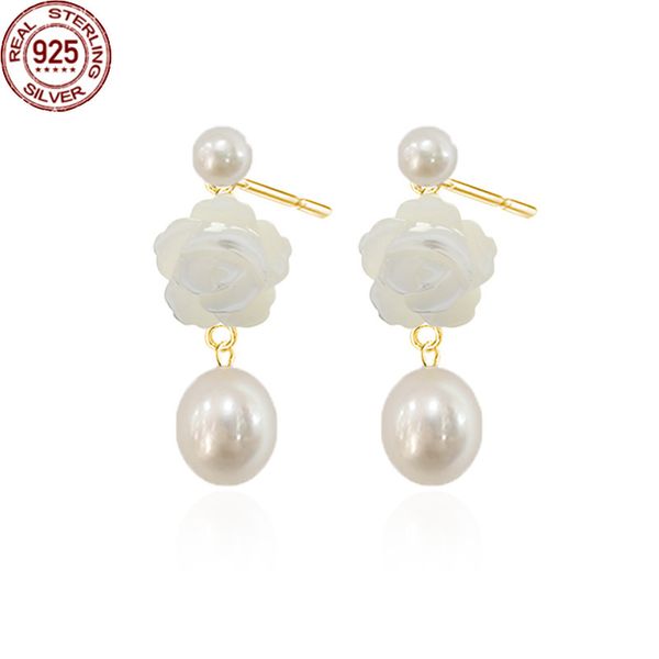 925 silver shell carved rose fresh earrings charms net red simple pearl jewelry girlfriends gift for girls luxury, Golden
925 silver shell carved rose fresh earrings charms net red simple pearl jewelry girlfriends gift for girls luxury, Golden