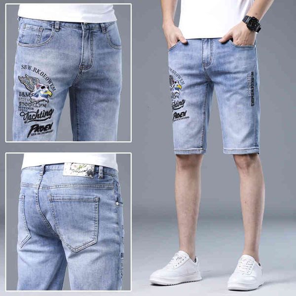 men's jeans summer elastic denim shorts men's thin casual 5-point fashion brand embroidery 74tu, Blue
men's jeans summer elastic denim shorts men's thin casual 5-point fashion brand embroidery 74tu, Blue