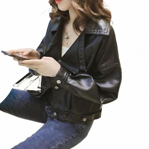 ftlzz 2020 women faux leather jacket retro loose turn down collar batwing sleeve single breasted motorcycle leather coats1 h56e#, Black
ftlzz 2020 women faux leather jacket retro loose turn down collar batwing sleeve single breasted motorcycle leather coats1 h56e#, Black