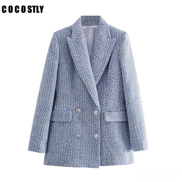 women blazers tweed double breasted blazer coat vintage long sleeve female blazer tweed noir outerwear veste femme 220818, Black;brown
women blazers tweed double breasted blazer coat vintage long sleeve female blazer tweed noir outerwear veste femme 220818, Black;brown