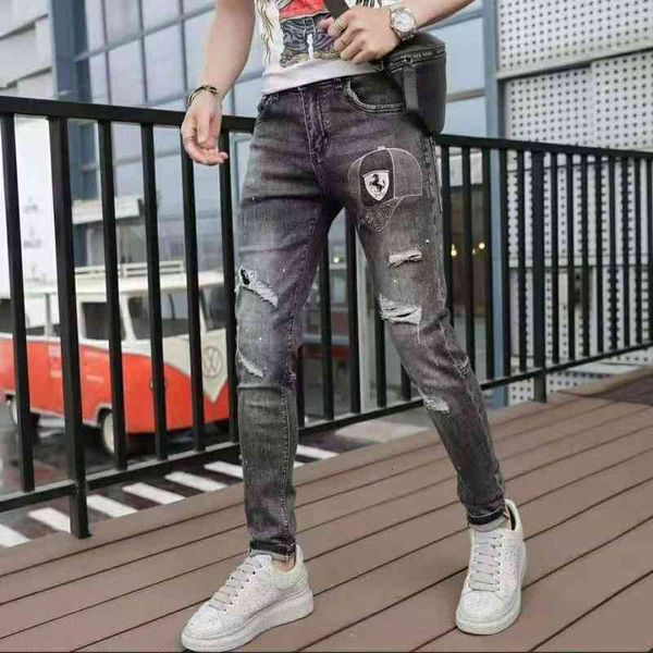 men's jeans autumn personalized fashion brand heavy craft drill trend slim fit versatile hole patch small leg jeans fhz7, Blue
men's jeans autumn personalized fashion brand heavy craft drill trend slim fit versatile hole patch small leg jeans fhz7, Blue