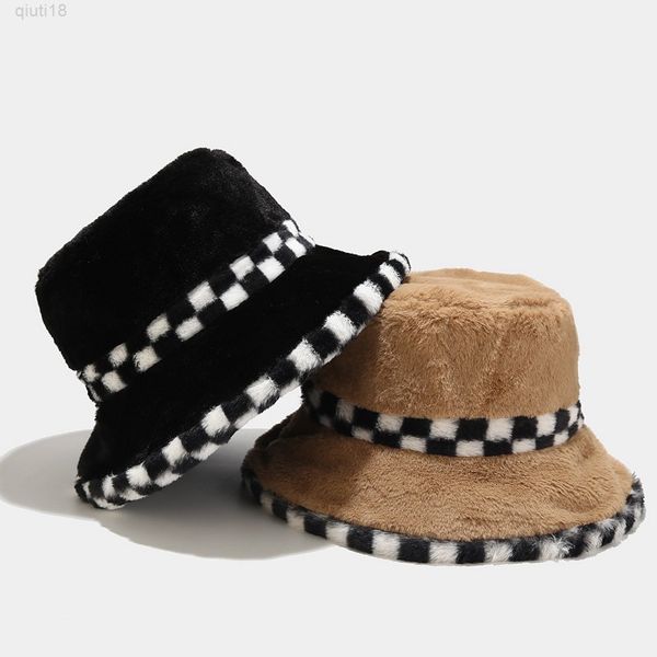 2022 plaid print bucket hat faux fur winter cap for women men outdoor warm fluffy fisherman hats panama bob y220818, Blue;gray
2022 plaid print bucket hat faux fur winter cap for women men outdoor warm fluffy fisherman hats panama bob y220818, Blue;gray