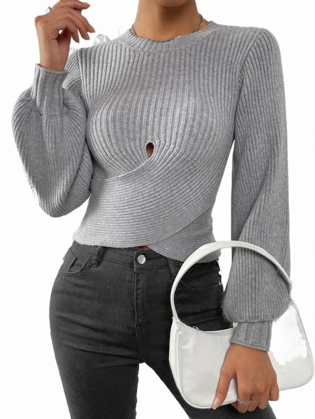 crossover front lantern sleeve sweater r2tf#, White;black
crossover front lantern sleeve sweater r2tf#, White;black