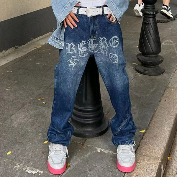 rhinestones letter embroidery gradient color washed jeans pants mens drill straight casual ripped baggy denim trousers, Black;white
rhinestones letter embroidery gradient color washed jeans pants mens drill straight casual ripped baggy denim trousers, Black;white