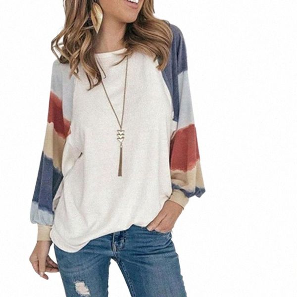 women watercolor balloon long sleeves spliced loose t-shirts round neck casual shirts pullover women's t-shirt f1om#, White
women watercolor balloon long sleeves spliced loose t-shirts round neck casual shirts pullover women's t-shirt f1om#, White