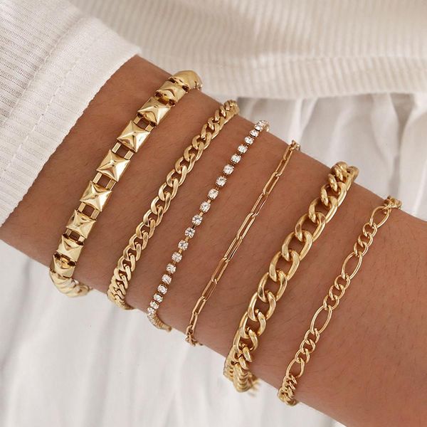 vintage multilayer gold color strand thick chain bracelets for women simple fashion crystal rhinestone bracelet sets jewelry, Black
vintage multilayer gold color strand thick chain bracelets for women simple fashion crystal rhinestone bracelet sets jewelry, Black